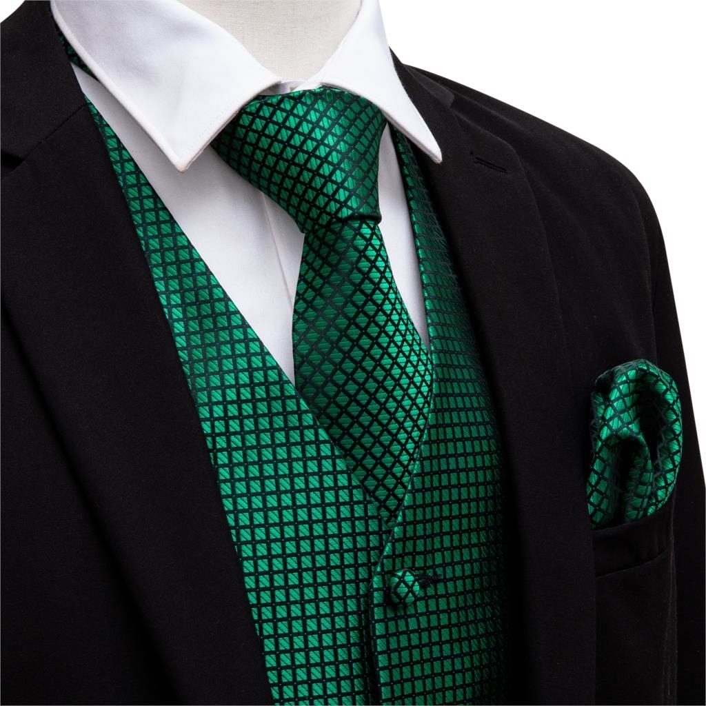 

Green Suit Vest Men Paisley Waistcoat Plaid Silk Tie Handkerchief Cufflinks for Wedding Summer Vests Tuxedo MJ-2004 Barry.Wang CJ191128, Mt-2006