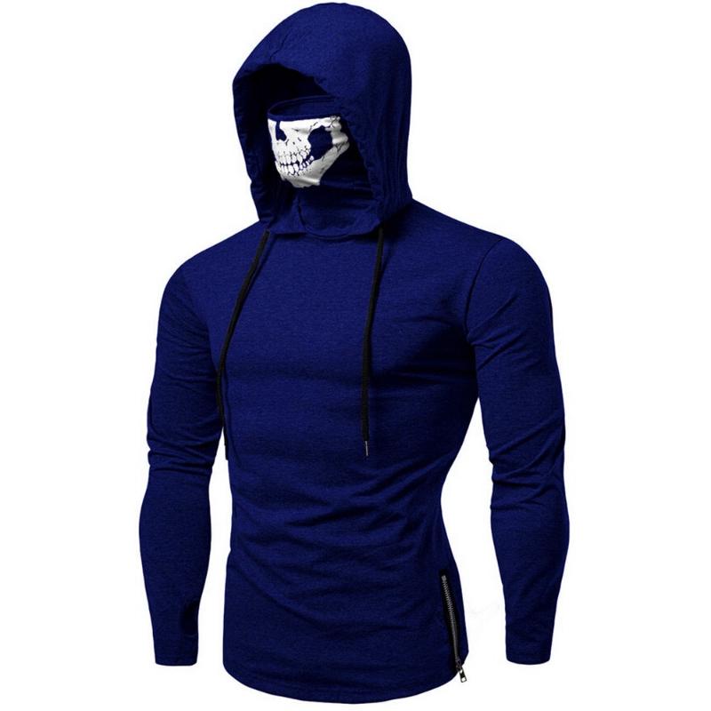 

Mens Sweatshirt Hoodies Mask Skull Pure Color Pullover Long Sleeve Hooded Sweatshirt Tops Blousec Long Sleeve Mens Hoodies, Purpel