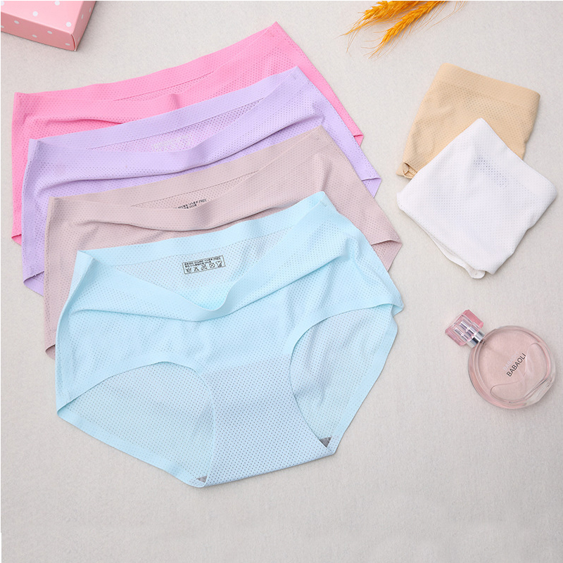 

free shiping sexy women's panties Briefs seamless panties kawaii Girl Solid color Mesh Breathable crotchless Comfortable, White