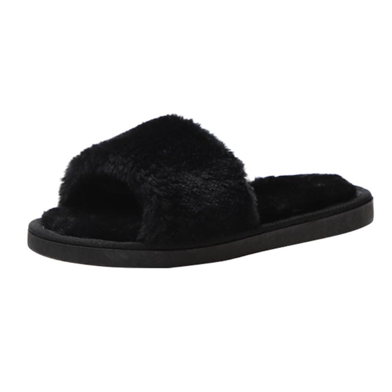

KANCOOLD children's baby winter indoor slippers girls solid color open toe plush warm thickened soft bottom cotton shoes, Pink