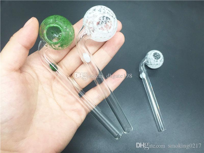 Colorful Pyrex Curved Glass oil burner Pipes for Smoking Crystal Collection glass hand oil tube pipes with Balancer-image-539159079