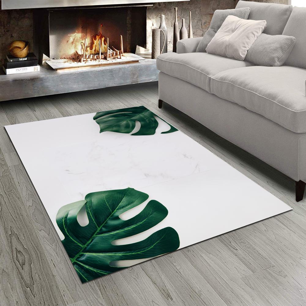 

Else White Floor on Tropical Leaves Floral 3d Print Non Slip Microfiber Living Room Modern Carpet Washable Area Rug Mat, As pic