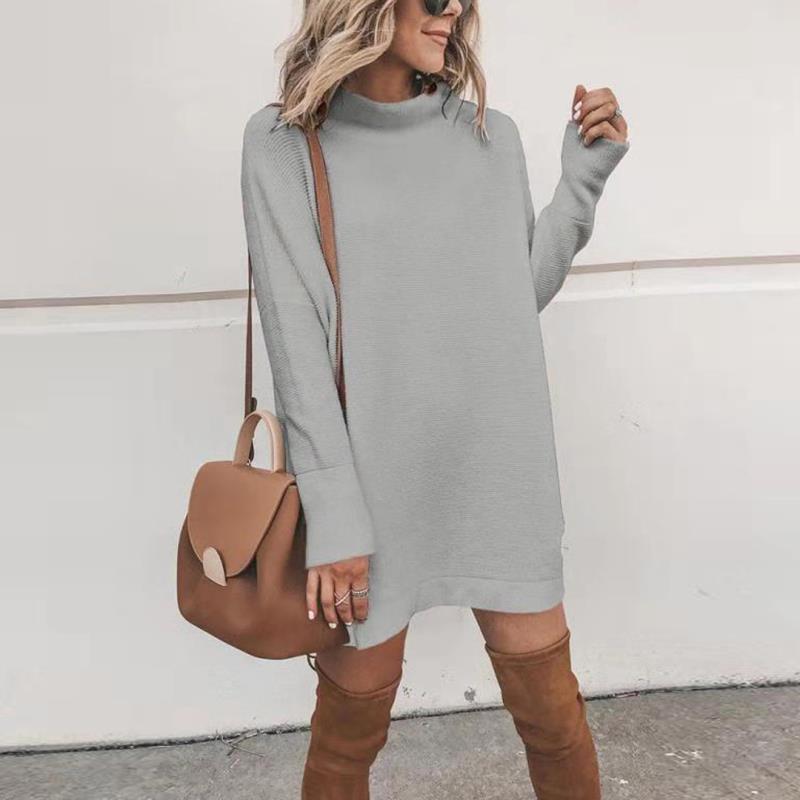

New Turtleneck Solid Knitted Sweaters Dress Women Long Sleeve Slim Streetwear Pullovers Oversized Sweater Pull, White