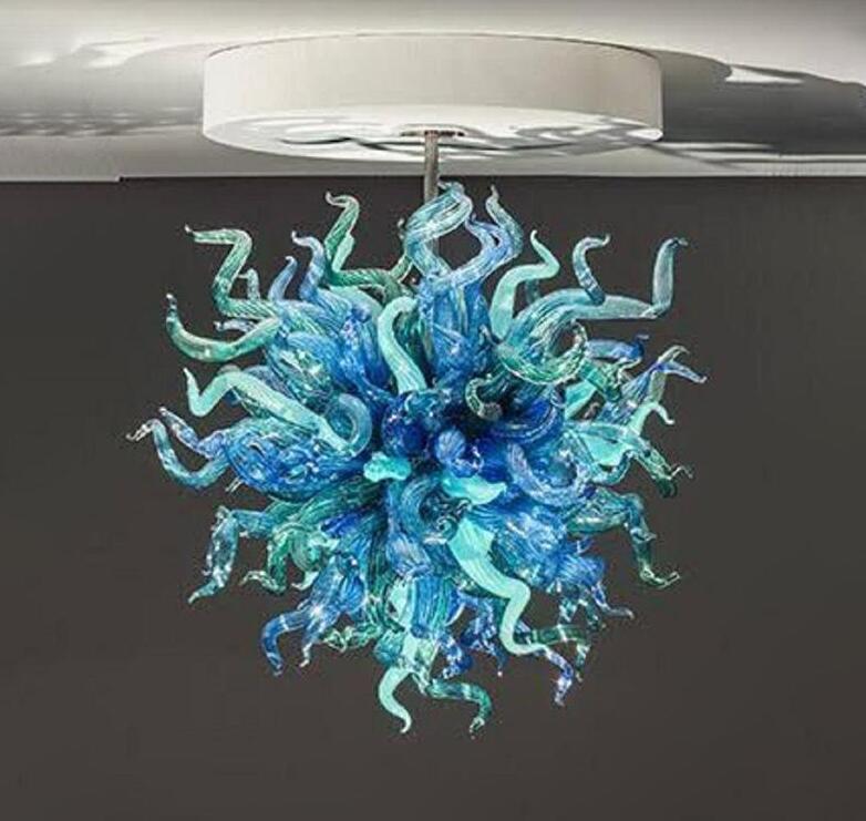

Lamp Flower Pendants Blue and Green Color Lamps Shade Chandelier with Led Lightings Hand Blown Venetian Glass Pendant Lights