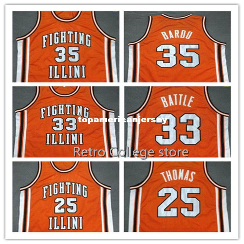 

#35 STEPHEN BARDO 25 DEON THOMAS #33 KENNY BATTLE Fighting Illinois College Orange Retro Top stitched Sewn jersey XS-6XL vest Jerseys Ncaa, Black;blue