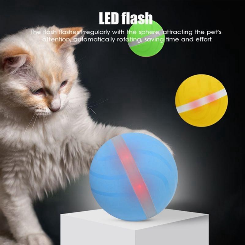 Wicked Ball Glow Ball Pet Toy Jumping Ball USB Electric Pet Ball Flashing Elastic Ball Glow in The Dark Interactive Pet Toys for Puppy Cats Dogs LED Rolling Flash Ball Fun Toy