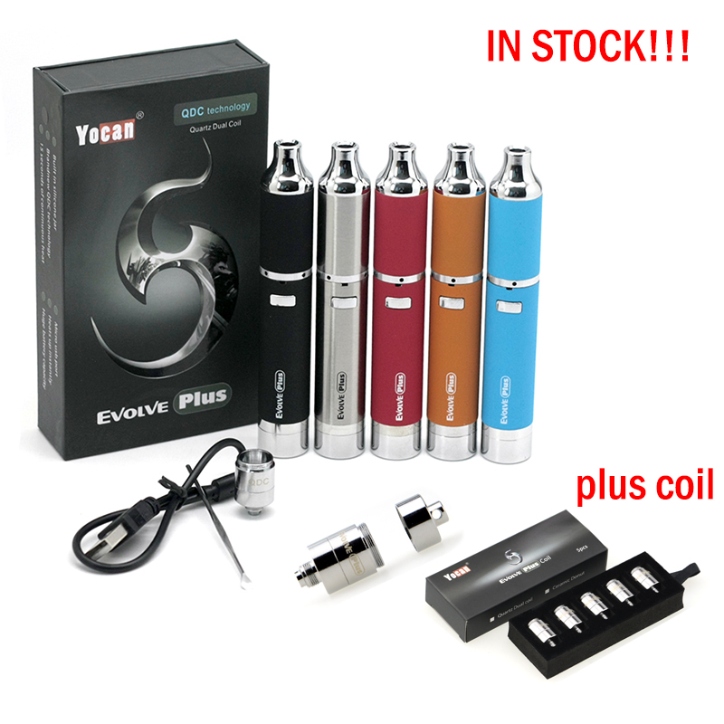 

IN STOCK!! Authentic Yocan Evolve Plus Kit Wax Pen With 1100mAh Battery QDC Quartz Dual Coil Ceramic Coil E Cigarette, Evolve plus ceramic coil