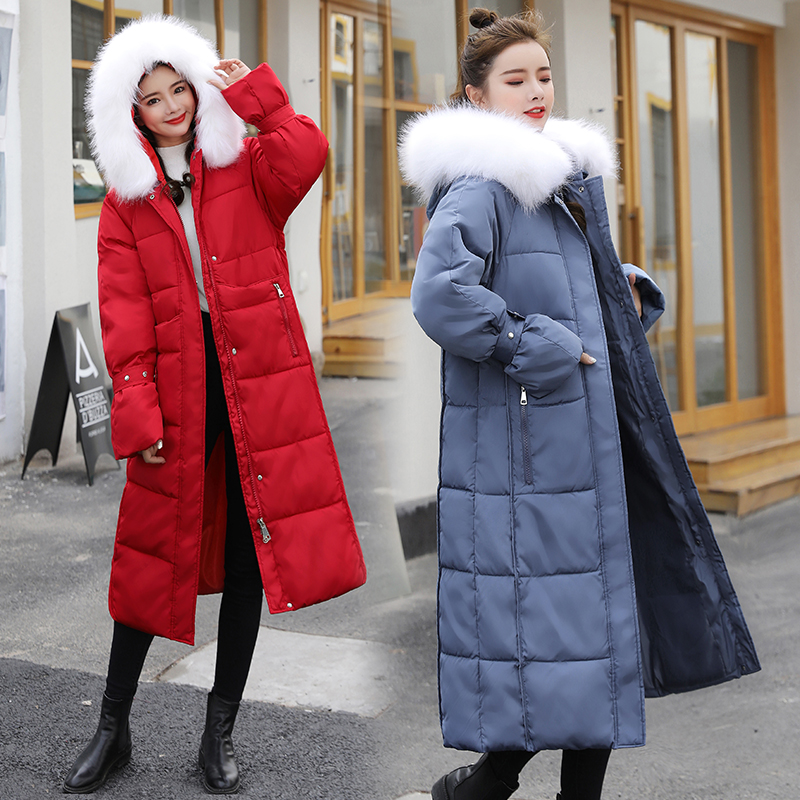 

Thick Parka Coat Long Winter Jacket Women Down Hood With Fur Plus Size Female 2019 Lady Overcoat Outwear Korean Puffer Quilted, Black a