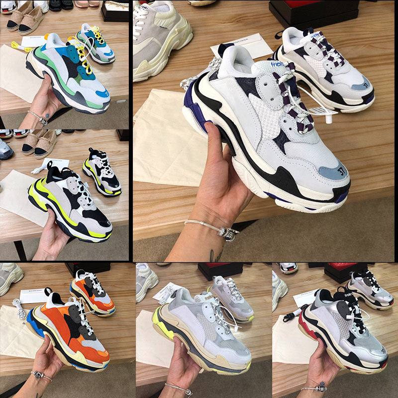 

High quality fashion Paris 17FW Triple-S shoes Triple S casual dad shoes men and women beige black designer shoes size 35-45, Watermelon