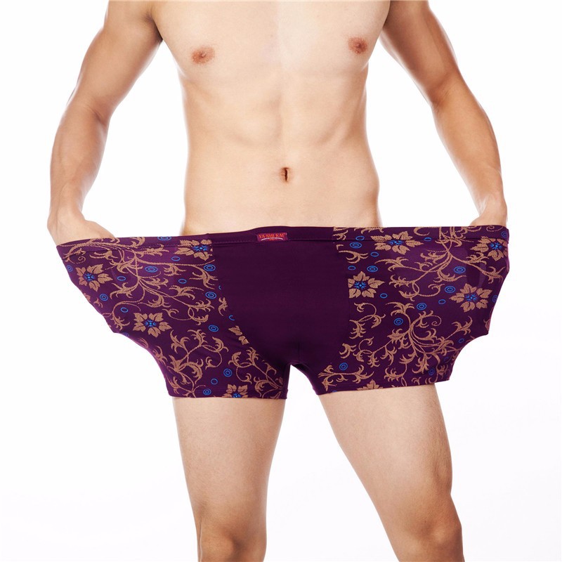 

Januarysnow Fashion Underwear Men Boxers Underpants Sexy Print Man'S Pants For Men Cuecas Boxer Shorts Man Masculinas Calzoncillos 5XL 6XL, Purple