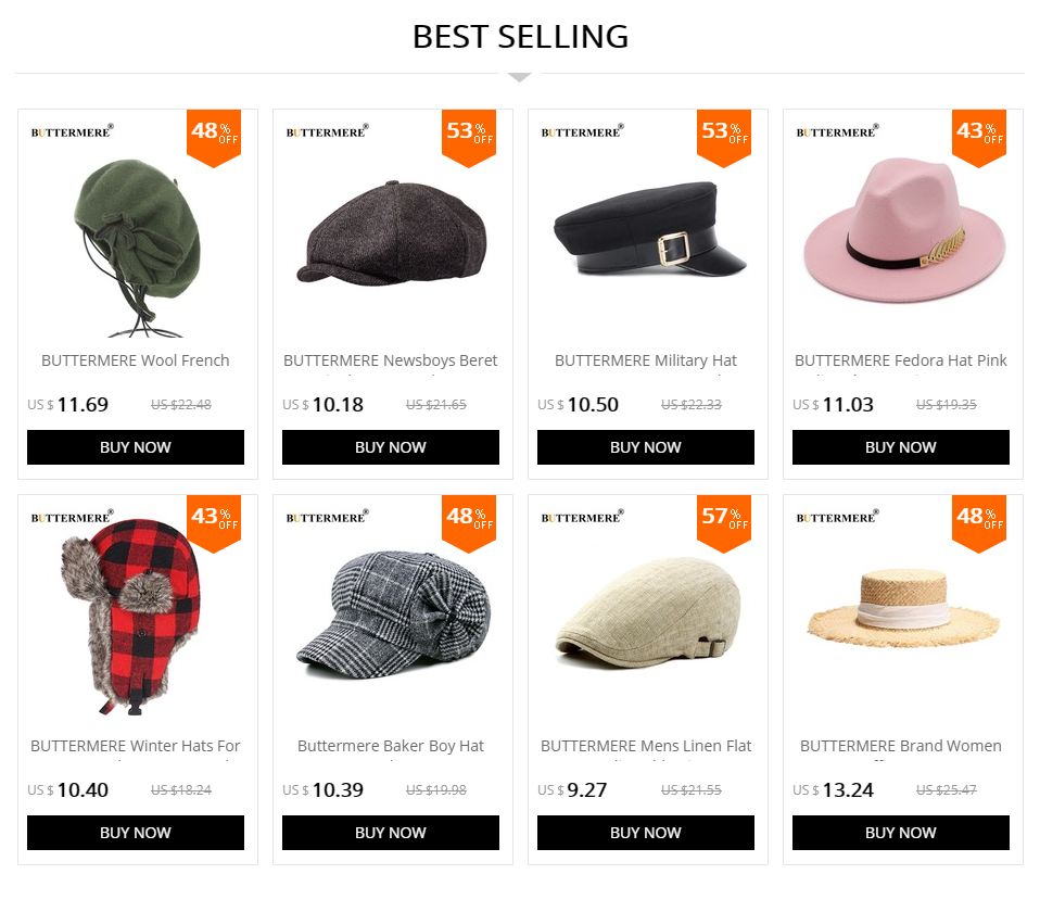 different types of womens hats