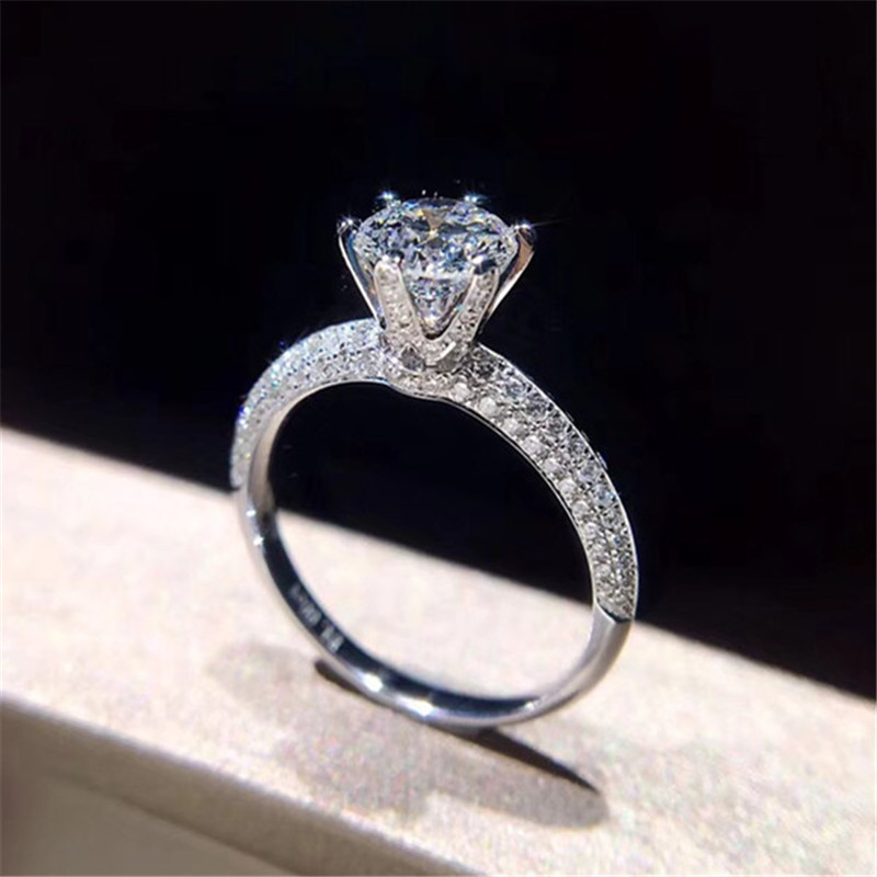 

choucong Classic Eternity Ring 100% Real 925 sterling Silver Diamond Engagement Wedding Band Rings For Women Fine Jewelry Gift