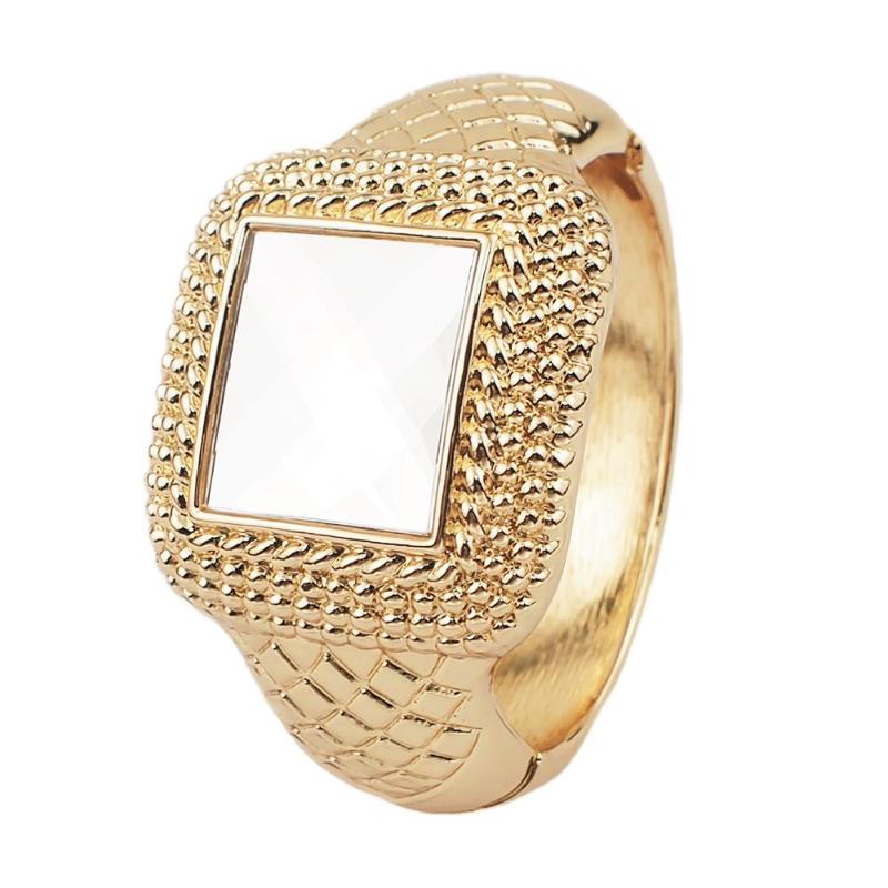 

MANILAl Geometric Alloy Statement Cuff Bracelets For Women Glass Big Alloy Bangles Bracelets Trend Party Jewelry