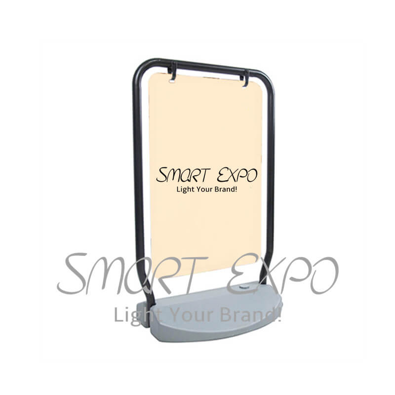 

Black Steel Frame Outdoor Poster Display Stand Store Front Advertising Board with PE Plastic Tank Base Middle PS Board