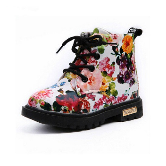 

2019 Cute Girls Boots Promotion Fashion Elegant Floral Flower Print Kids Sh299i, White