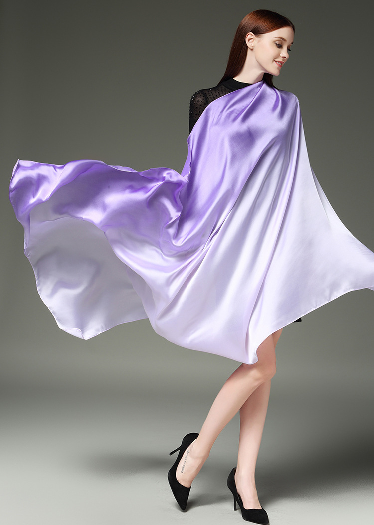 

Imitation of silk Scarf Silk fashion Gradient four seasons Wild Long section Scarf trend Beach Sunscreen Big shawl new style, Blue;gray