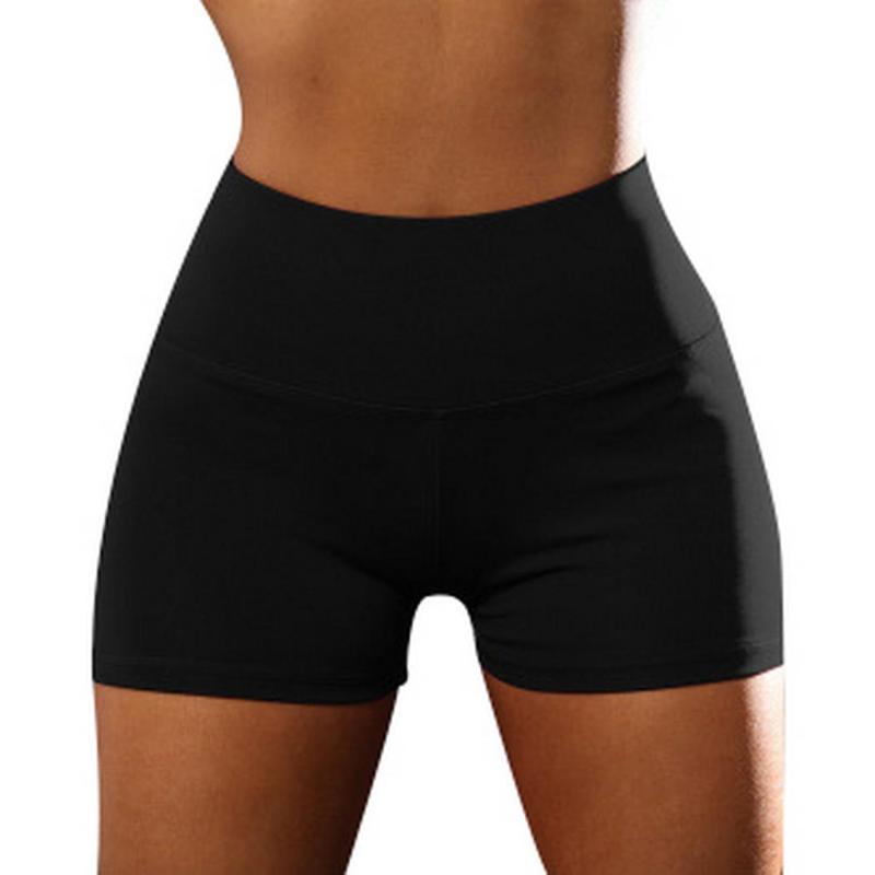

Women Casual Solid Elastic Waist Lace Up Yoga Shorts Exercising Leggings Pleated, Black