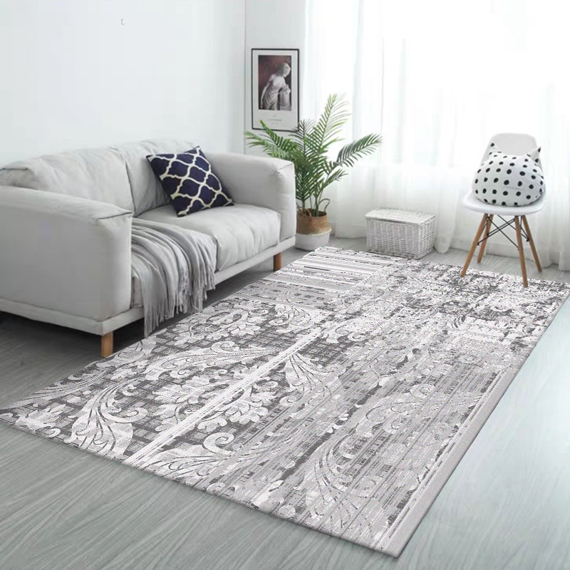 

Nordic Abstract Area Rug Striped Floral Grey White Carpets Fashion Modern Kitchen Living Room Bedroom Bedside Non-Slip Floor Mat, Carpet1
