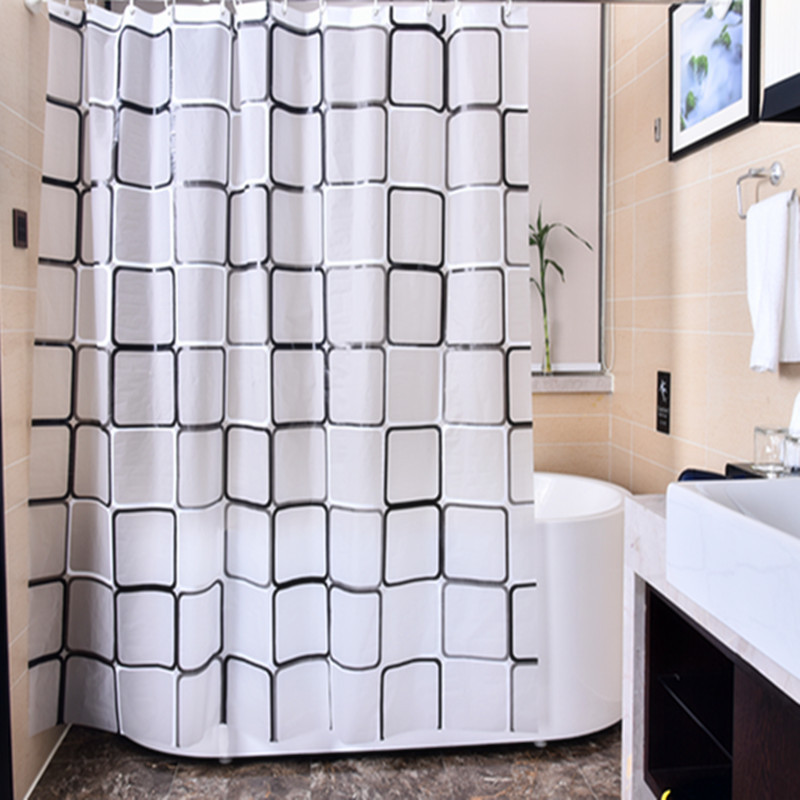 

Fashion Checkered Shower Curtain PEVA Environmental Toilet Door Curtain Waterproof Moldproof Thickening Bathroom Shower Curtains