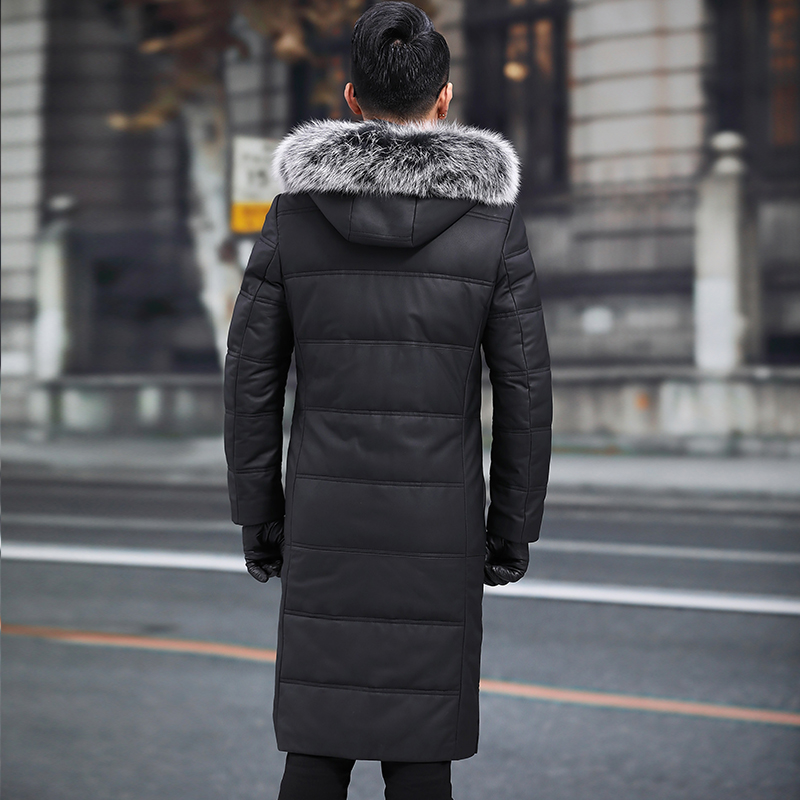 

Leather Mens Sheepskin Genuine Jacket Men 2020 Warm Duck Down Winter Coat Long Chaqueta Cuero Hombre 22008 YY800, Black