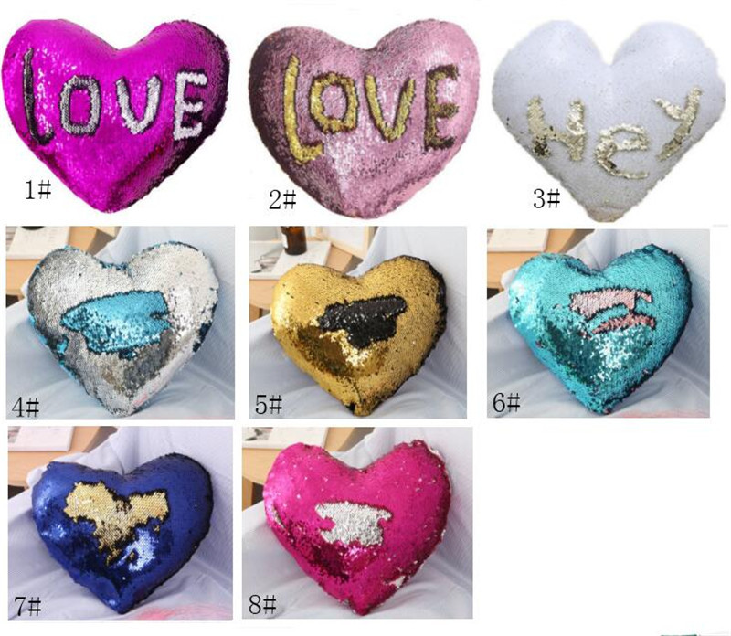 Plüsch Herz mit Pailletten creme-gold 20cm Plüschkissen Kissen Valentinstag
