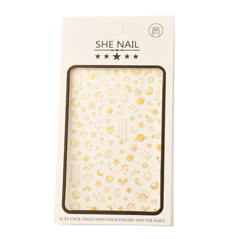 

1pcs Nail Stickers 3D Nail Art Decals Adhesive Glitter Star Jewelry Geometry Manicure Slider Decor Foil Tip, White