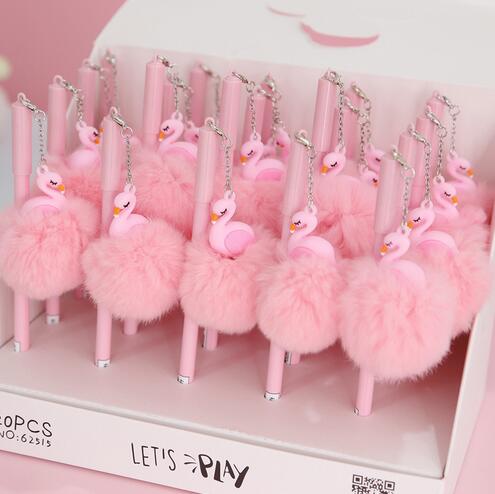 

Pink Flamingo Gel Pen Beautiful Plush Swan Pens For School Writing Girl Gifts Kawaii Neutral Pens School Supplies Stationery GB459