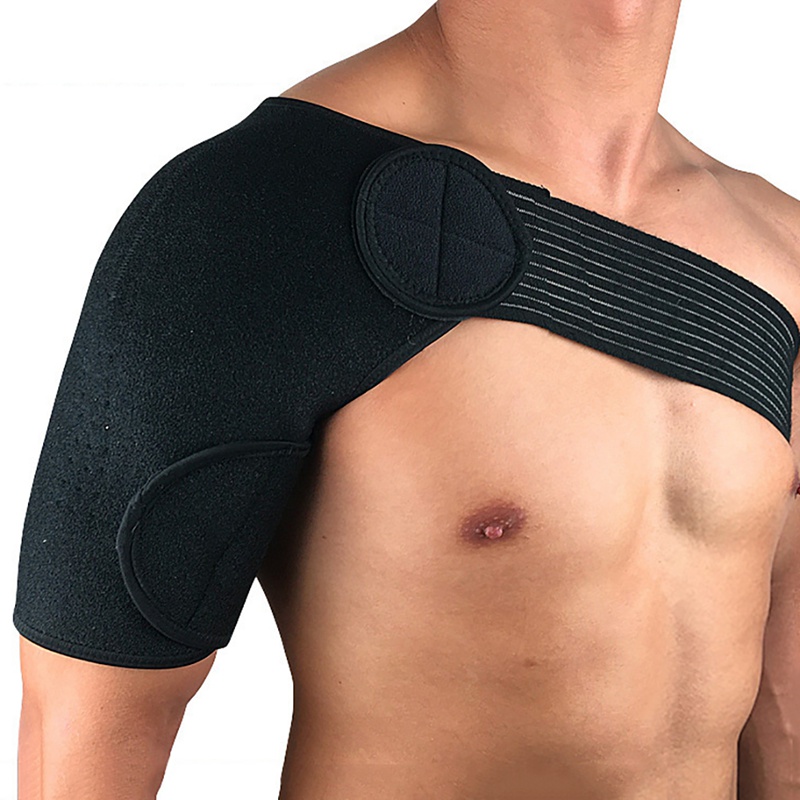 

Care Single Shoulder Support OK cloth composite SBR Black Adjustable Breathable Gym Sports Back Brace Guard Strap Wrap Belt Pad
