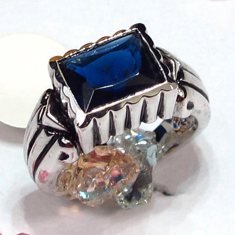 

SHUNXUNZE First class products charms wedding rings Jewelry & Accessories for women Dark blue Cubic Zirconia Rhodium Plated R135 size 6 7 8