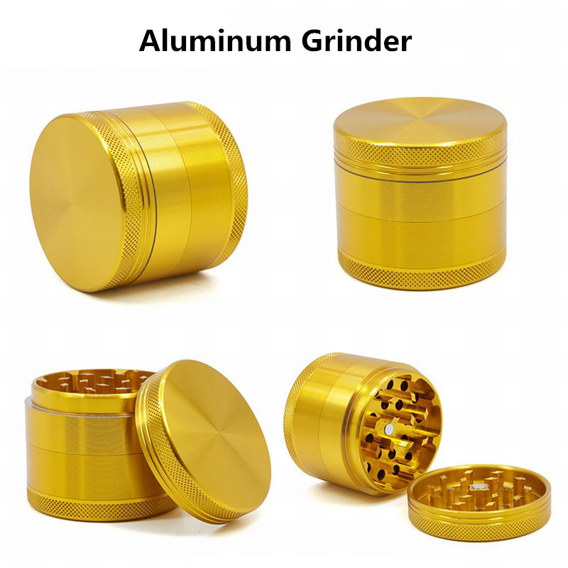 

Tobacco Crusher Herb Grinder 4 layer 40mm 50mm 55mm 63mm aluminum alloy pollen press catcher Spice Pollinator metal grinders DHL