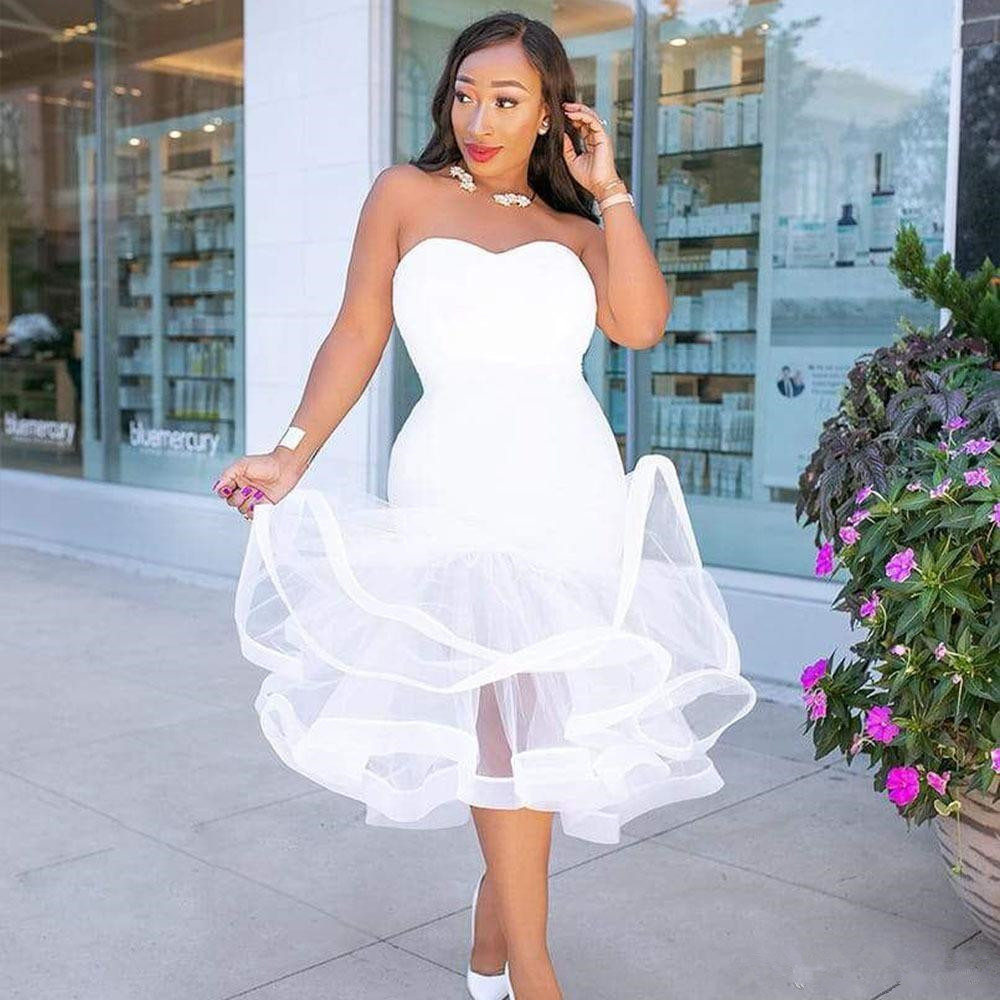 

Abiye Arabic Cocktail Dresses Short Prom Dresses 2019 Plus Size Abendkleider Tea Length Formal Evening Gown Robes de Ruffles Sweetheart, Chocolate