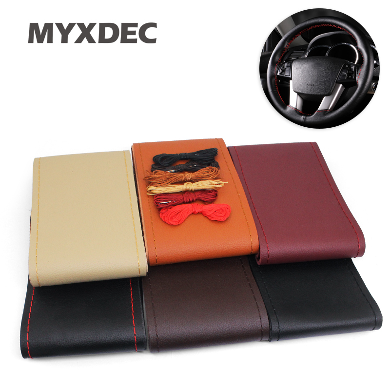 

MYXDEC Car Steering Wheel Cover DIY Genuine Leather Cowhide Braid With Needles Thread Car-Styling Interior Accessory