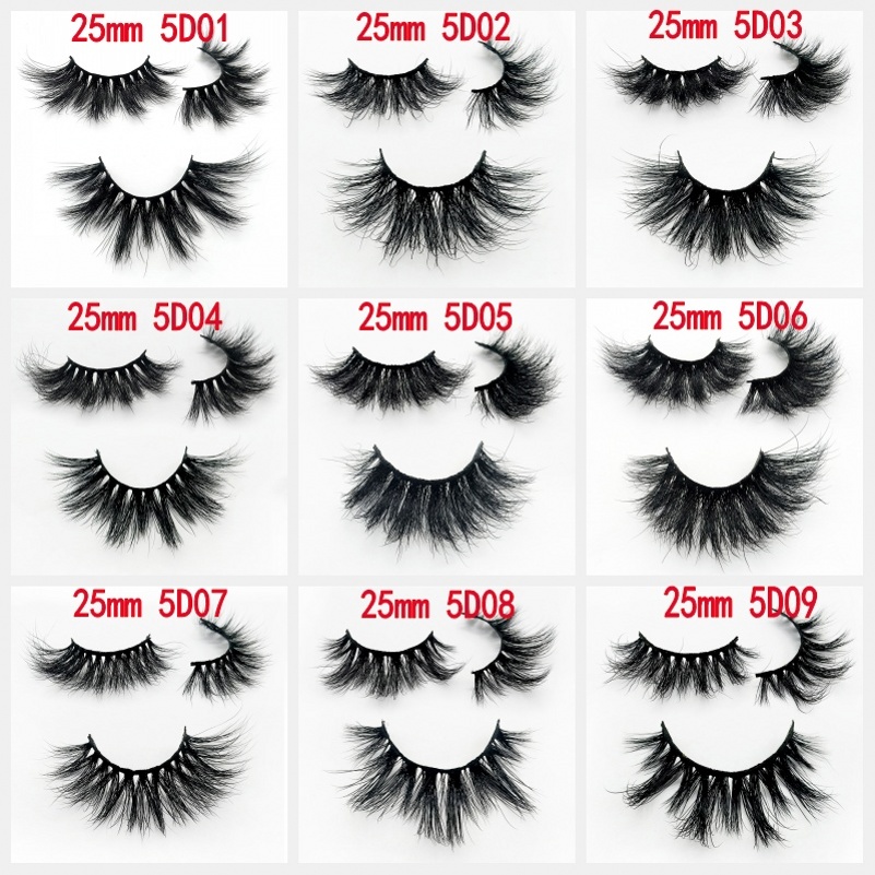

25mm 5D Mink Lashes Handmade Full Strip Lashes Crisscross Dramatic Mink Eyelashes Full Volume False Eyelash