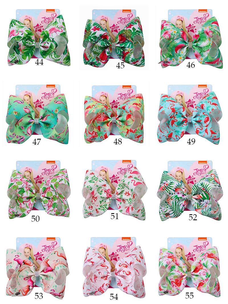 

104 Colors Kids Girls Bow Hair clips Mermaid clover Flamingo print Hair Accessories Barrettes Baby 8 inch Headdress hair bows with Clip, As photo remark color