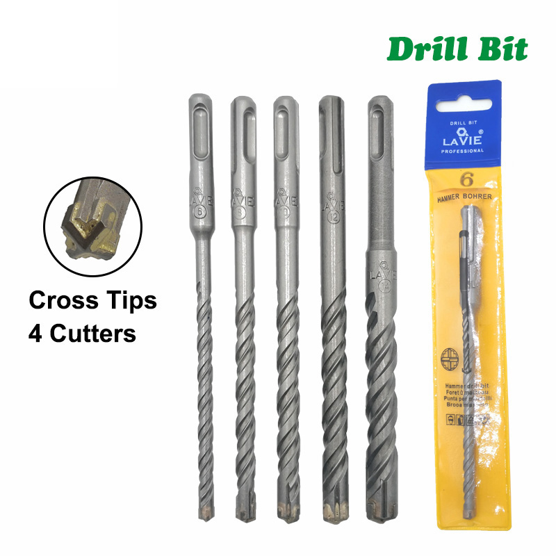 

5pcs Electric Hammer SDS Plus Drill Bit Set Cross Tips 4 Cutters 160mm for Concrete Wall Brick Block Masonry Drilling Bits 6mm
