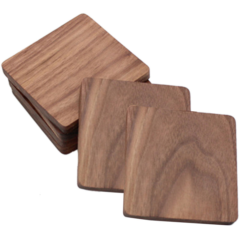 

Hot YO-6 Pcs Wood Coasters Placemats Decor Square Heat Resistant Drink Mat Home Table Coffee Cup Pad