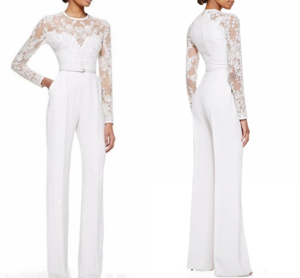 white dressy pants suits for evening wear