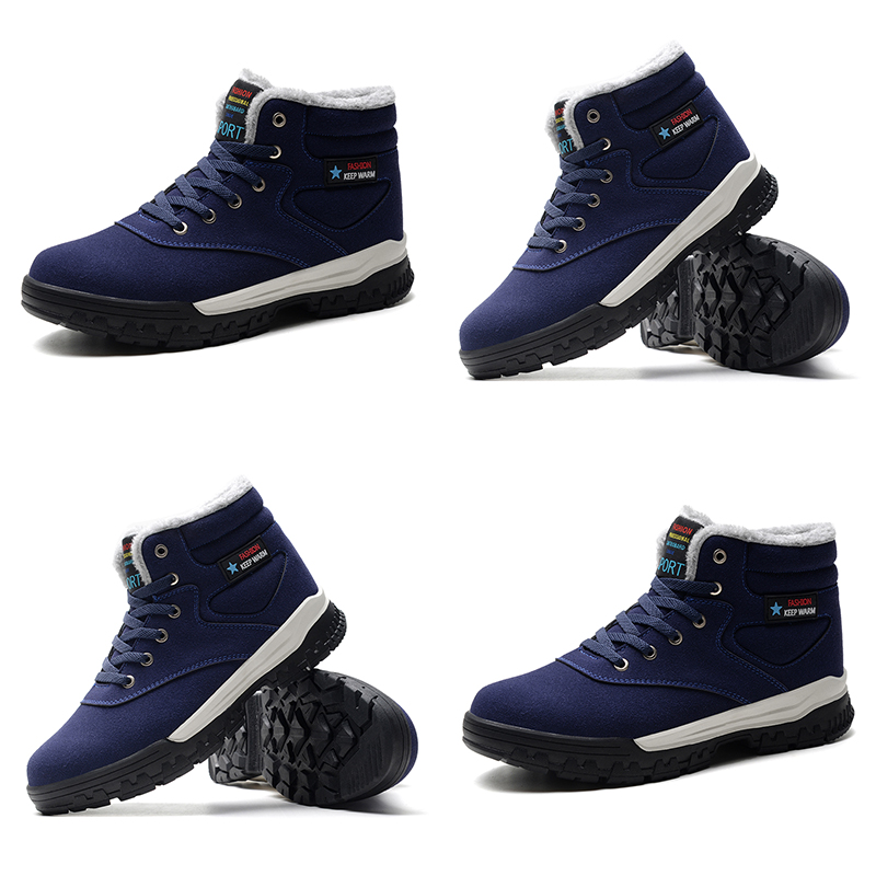 

High quality Lace brand type8 designer soft Hot black deep navy blue Plush man men boots mens Sneakers Boot trainers outdoor walking shoes, Color#2