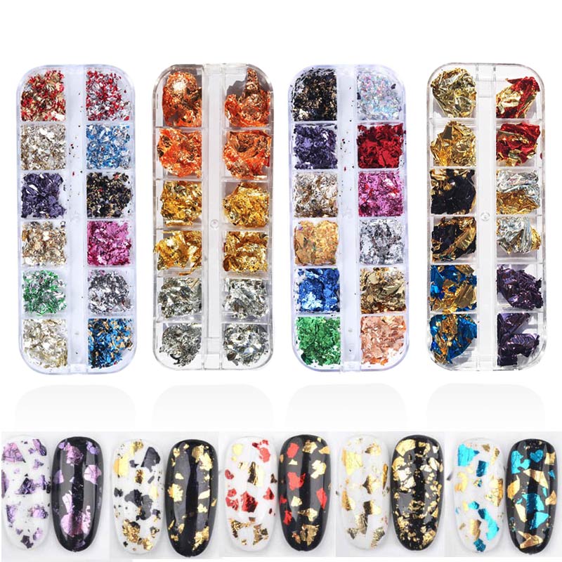 

Gold Silver Irregular Nails Foil Paper Glitter Sequins Paillette Aluminum DIY Nail Art Decoration Accessories