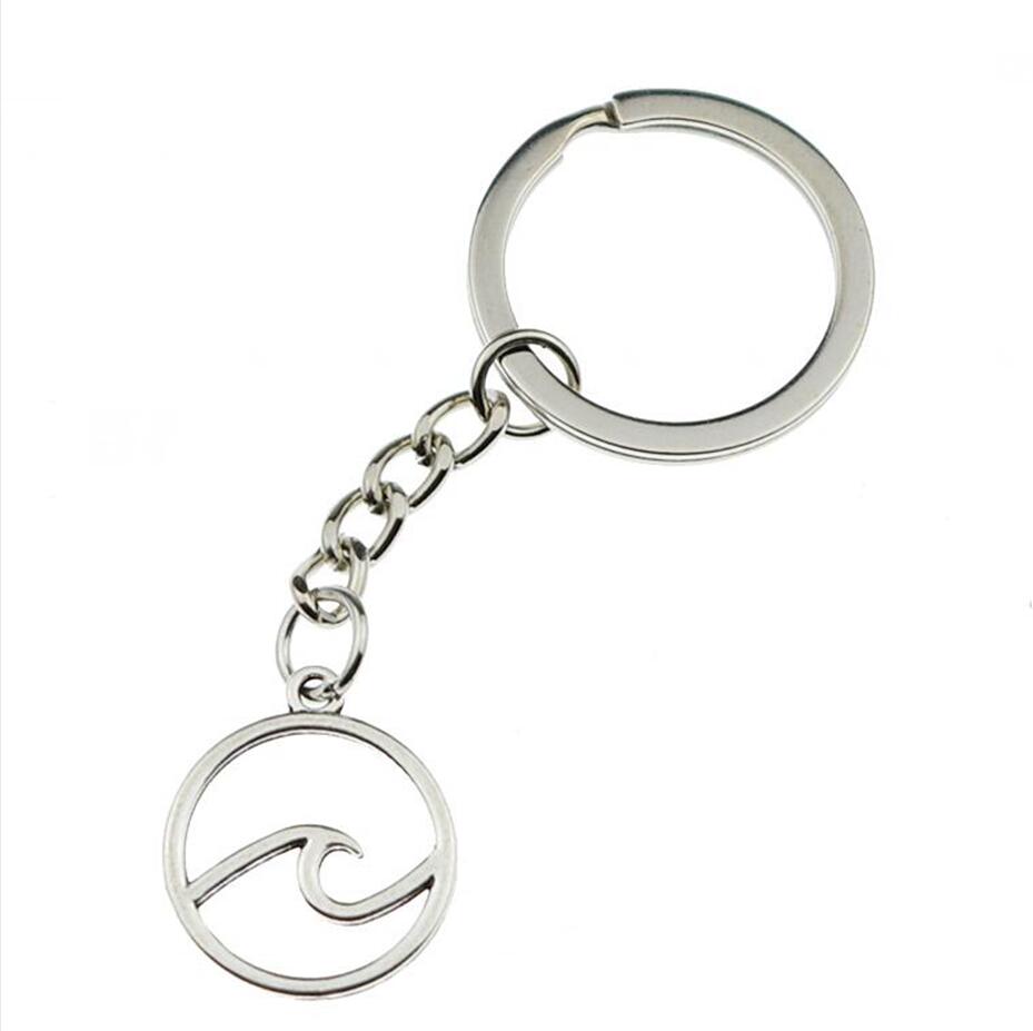 

New Antique Silver Ocean Surfing Sea Wave Pendant Key Chain Charming Vintage Keychain Key Ring Holder Adventure Nautical Jewelry 820