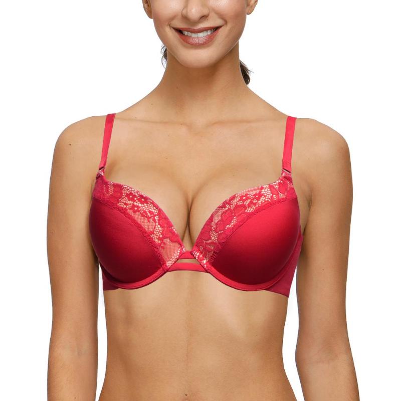 

New Ladies Bras Lace Push Up Bras Underwire Floral Sexy Lingerie Breast Gather Padded 30 32 34 36 38 40 42 44 A B C D DD E, Red