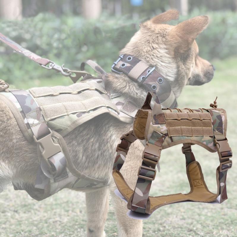 

Army Service Dog Vest Tactical Dog Training Clothing Harness Nylon Outdoor Shooting Hunting Load Bearing Vests, Black
