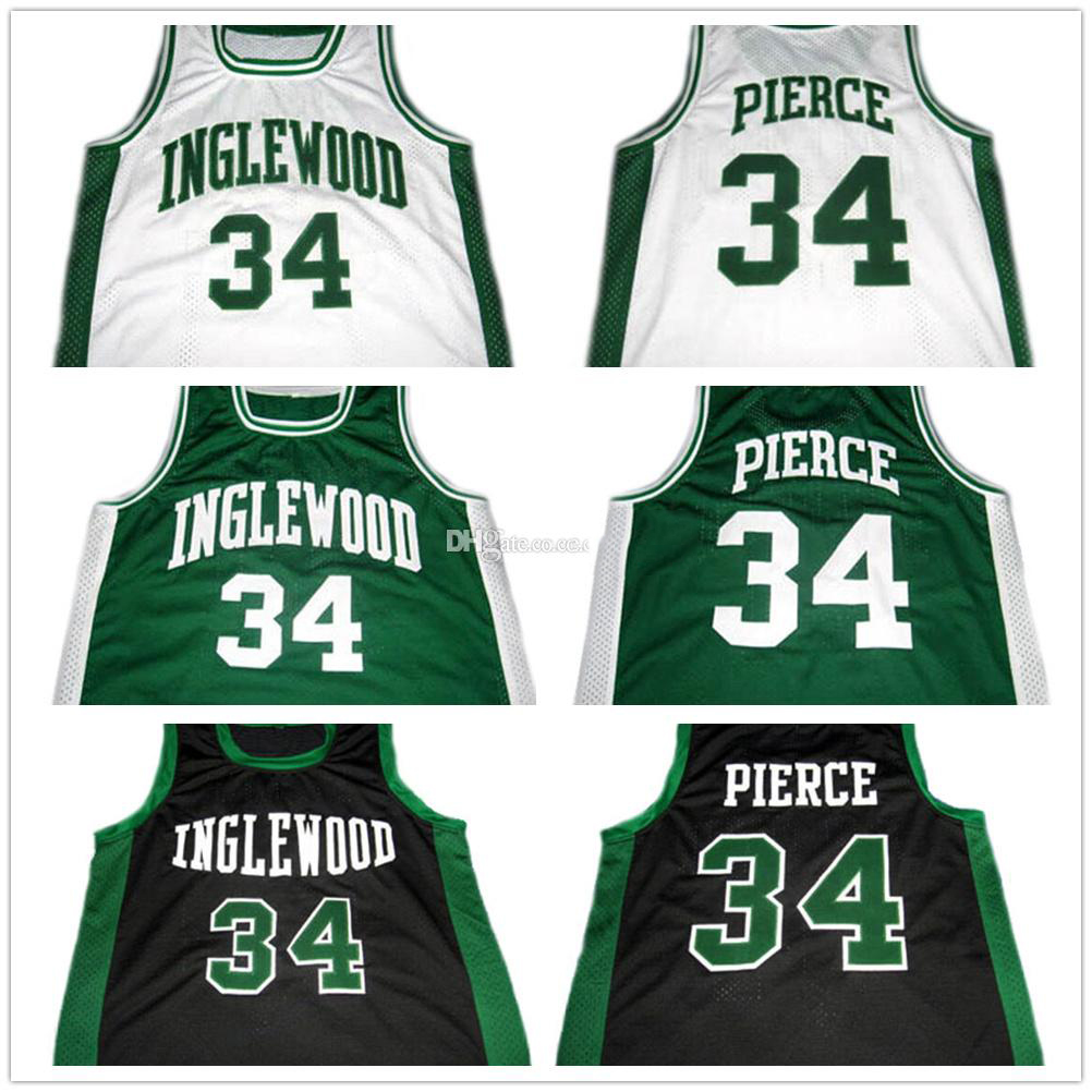

Paul Pierce #34 Inglewood High School White Green Black Retro Basketball Jerseys Mens Stitched Custom Any Number Name, As show