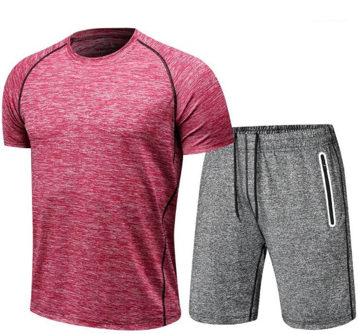 

Shorts 2pcs Gym Suit Mens Running Clothing Sets Summer Short Sleeve Sports Tracksuits Fashion O-neck Tee