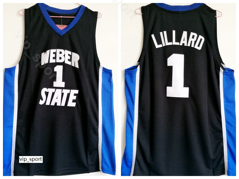 

College Damian Lillard Jersey 1 Weber State Men Basketball Uniform Team Color Black Breathable University Embroidery And Sewing