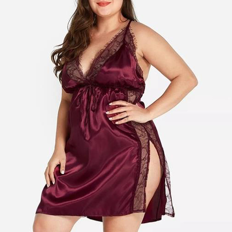 

2020 New Women' Underwear Temptation Sexy Backless Sling Split Nightdress Sexy Lace Suit Women' Clothing, Black