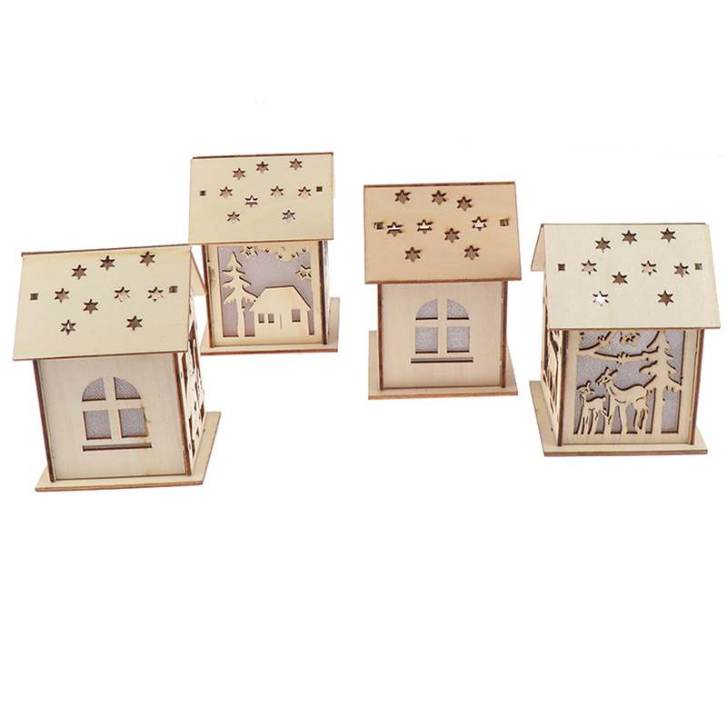 

Festival Led Light Wood House Christmas Tree Decorations For Home Hanging Ornaments Holiday Nice Xmas Gift Wedding