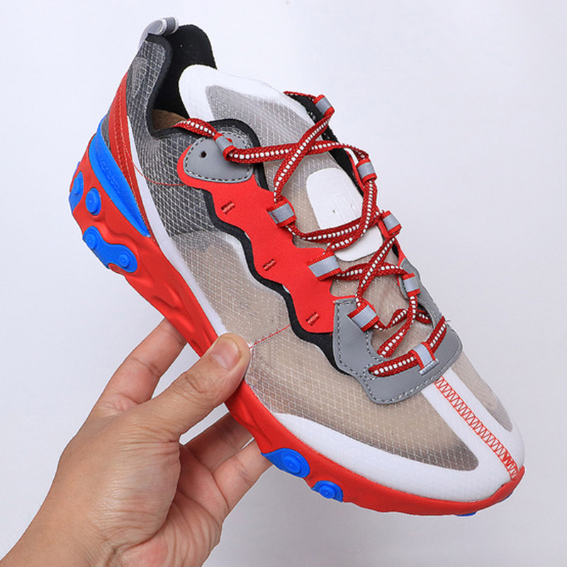 

React Element 87 Undercover Men Running Shoes For Women Designer Sneakers Sports Mens Trainer Shoes Sail Light Bone Royal Tint 36-45, With original box