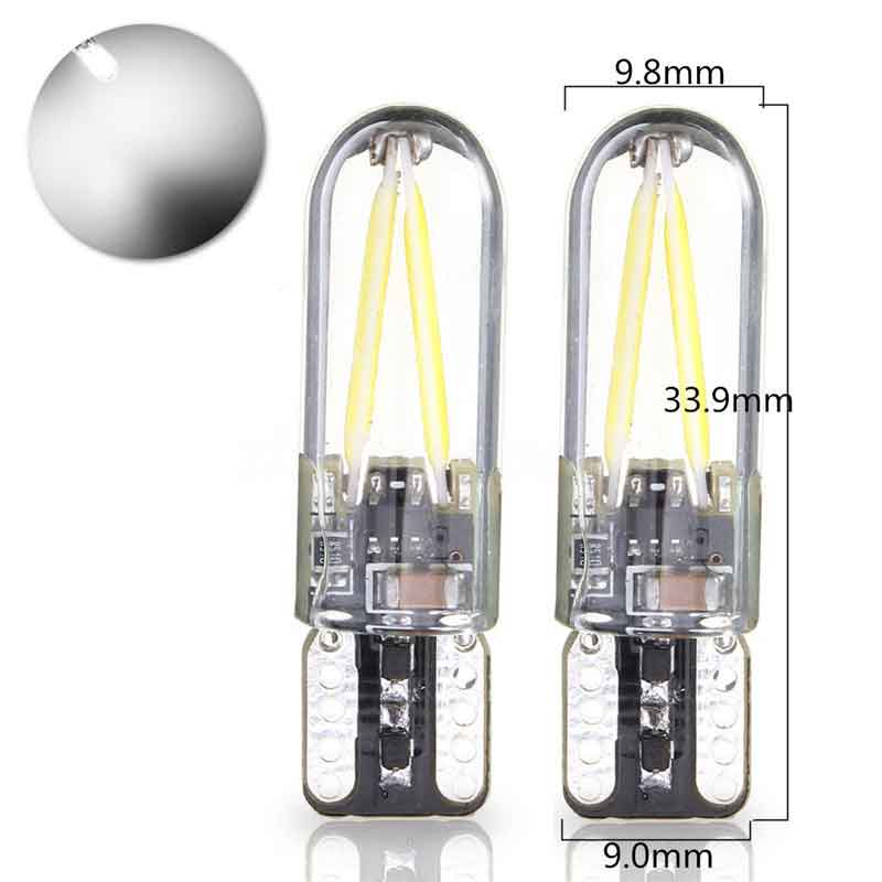 2PCS T10 194 168 W5W COB LED CANBUS Glass License Plate Light Bulb 12V -24V White-image-454484358