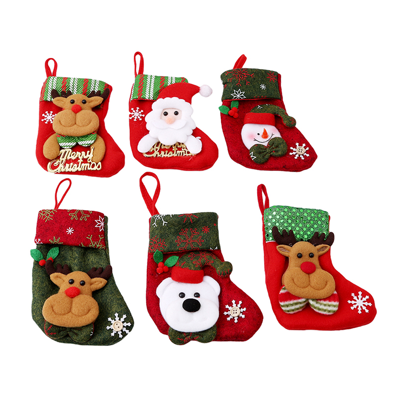 

New Year Christmas Decoration Stockings Santa Claus Sock Gift Kids Candy Bag Chirstmas Xmas Tree Hanging Ornament Home Decorate